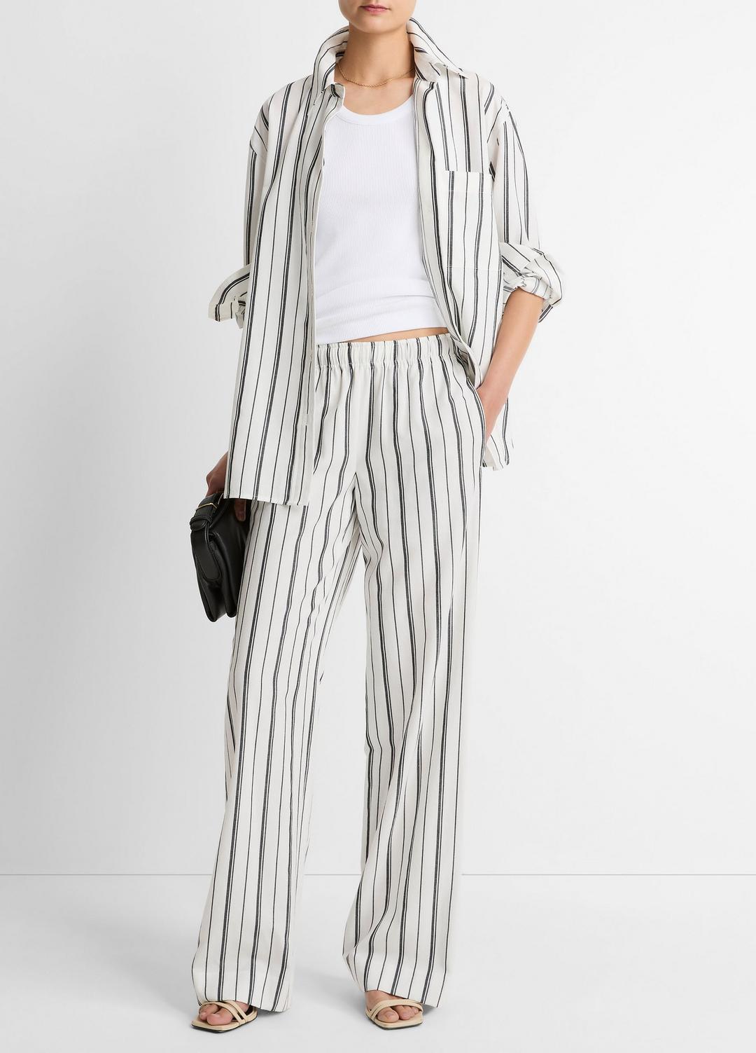 VINCE Resort Stripe Oversized Button-Front Shirt in Long Sleeve