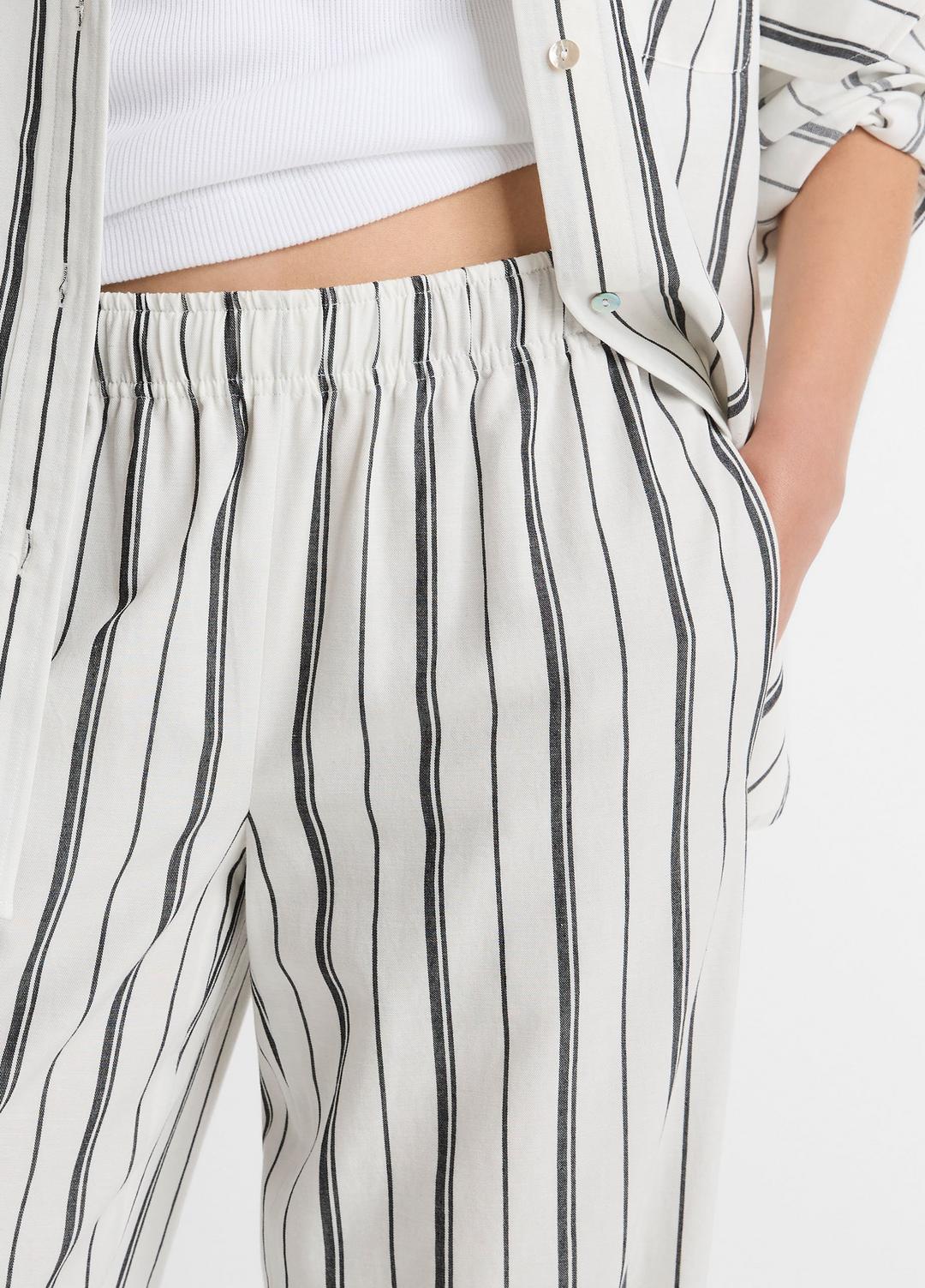 VINCE Resort Stripe Pull-On Pant in Wide Leg