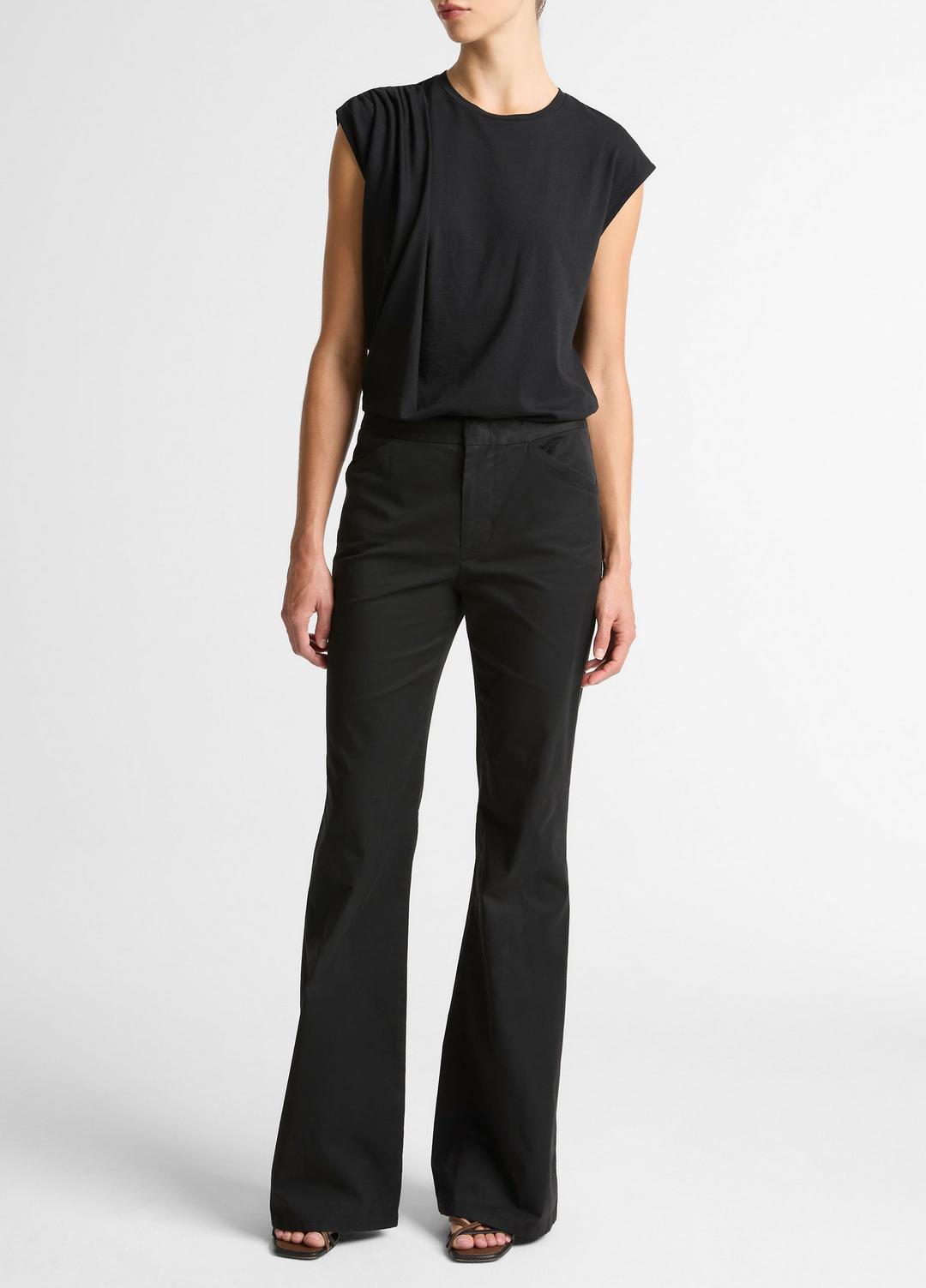 VINCE Pima Cotton-Blend Draped Relaxed Top in Tank Tops