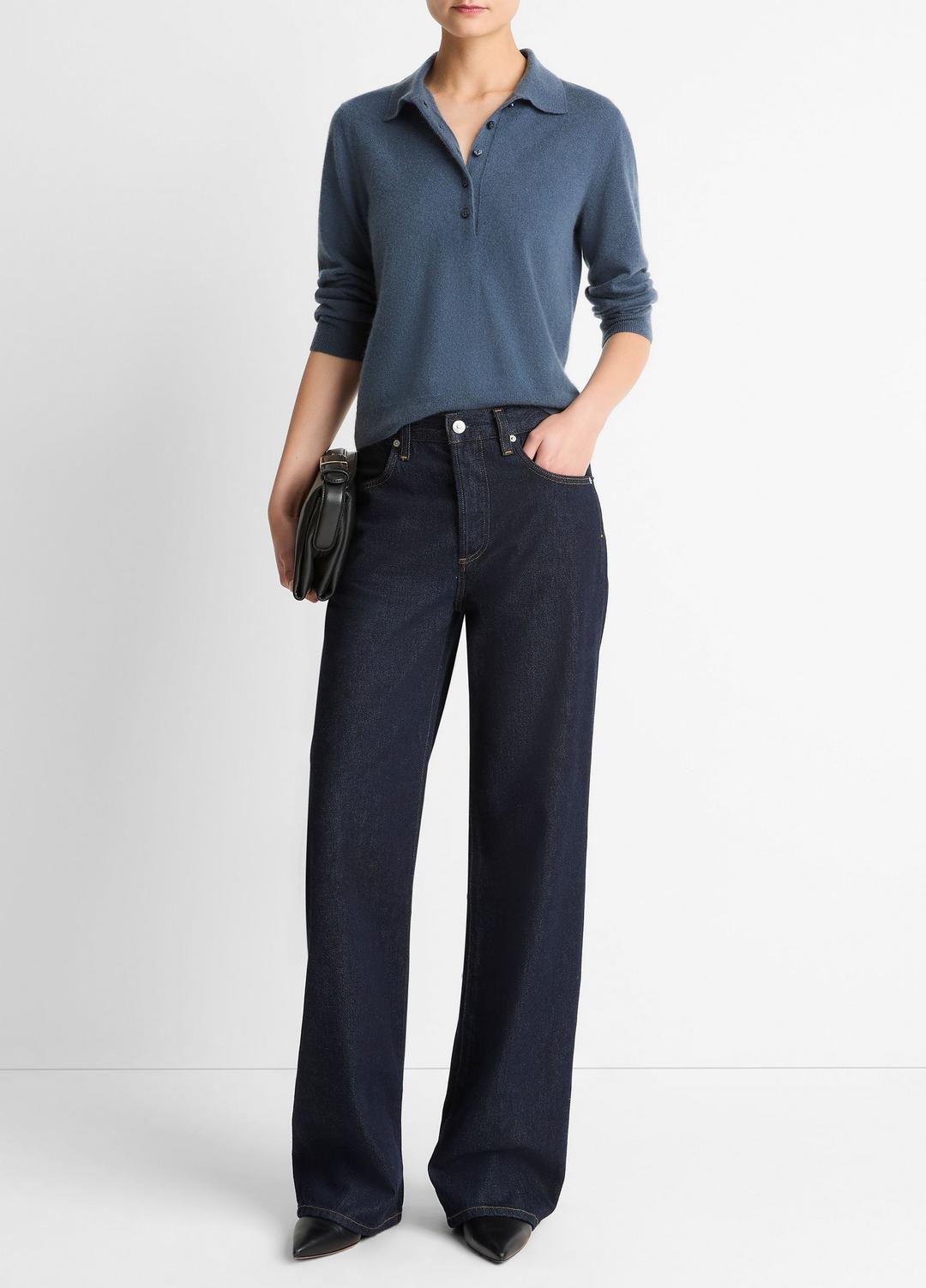VINCE Cashmere-Silk Polo Sweater in Cashmere