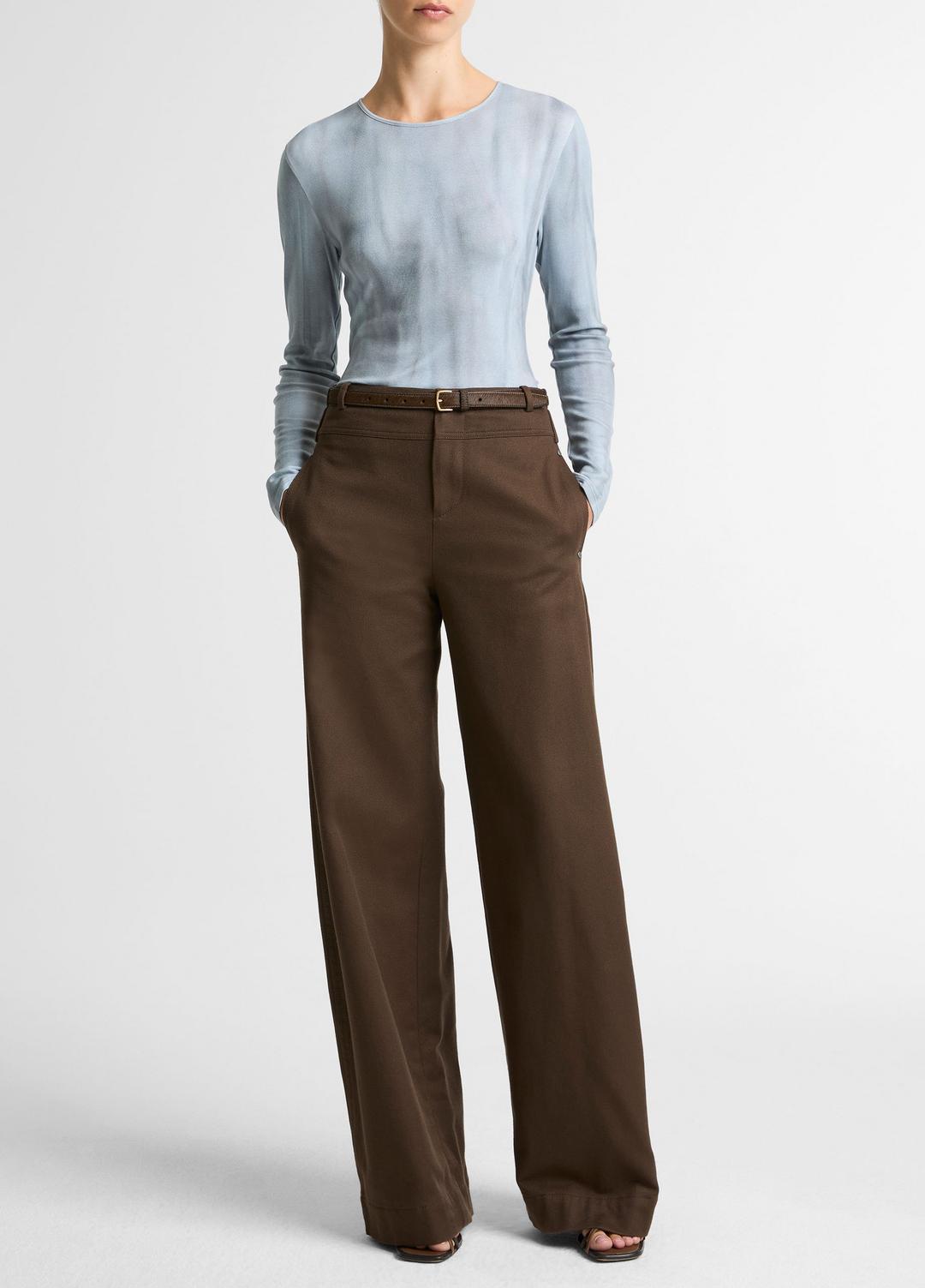 VINCE Washed Ombré Pima Cotton-Blend Long-Sleeve T-Shirt in Long Sleeve