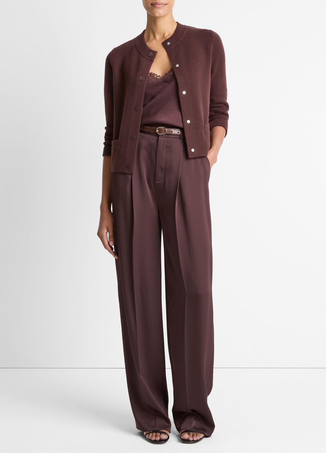 VINCE Wool-Blend Shrunken Snap Cardigan in Cardigans