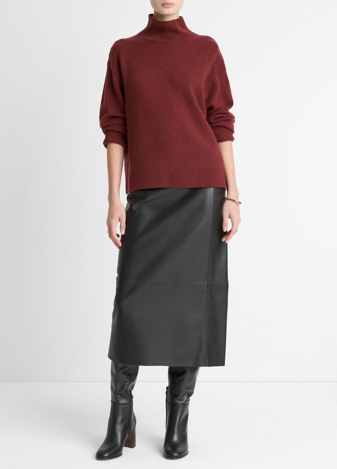 VINCE Wool-Cashmere Side-Slit Turtleneck Sweater in Turtleneck