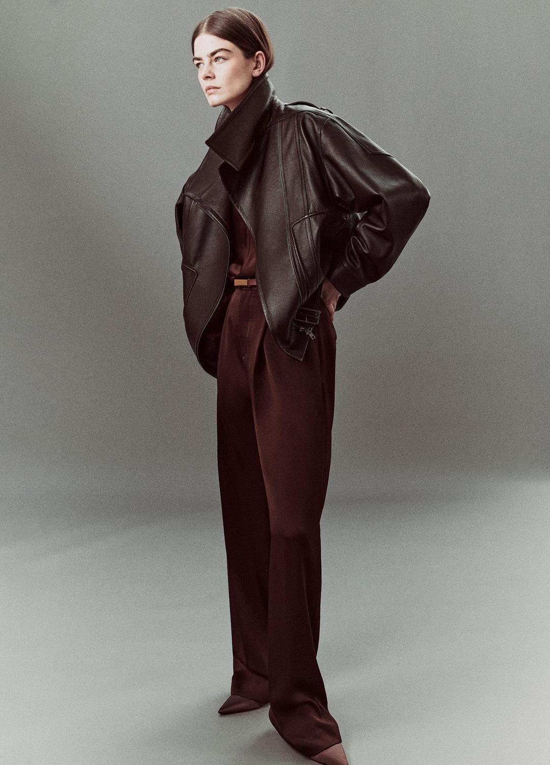VINCE Leather Oversized Biker Jacket in Jackets