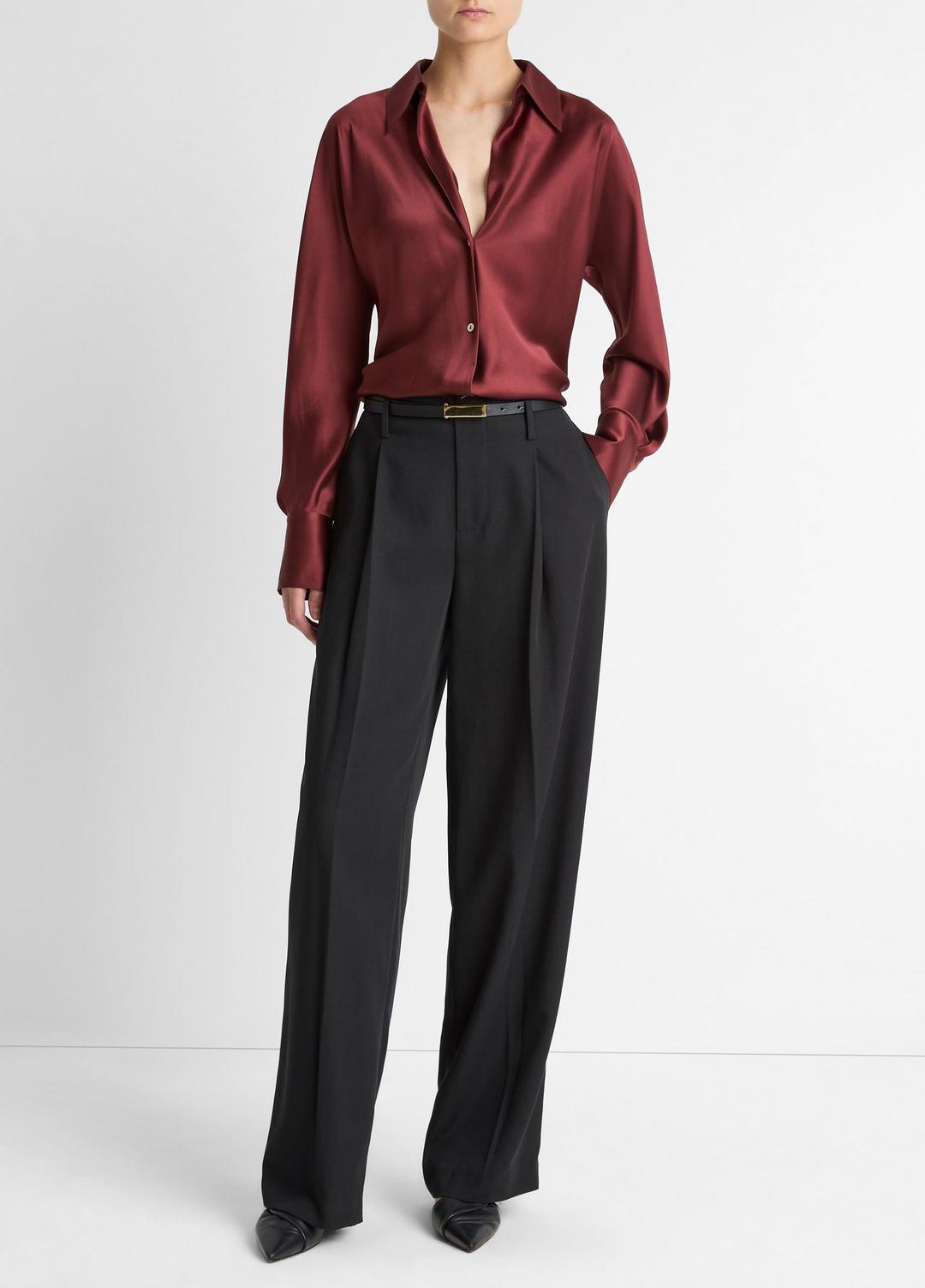 VINCE Silk Bias Long-Sleeve Blouse in Long Sleeve