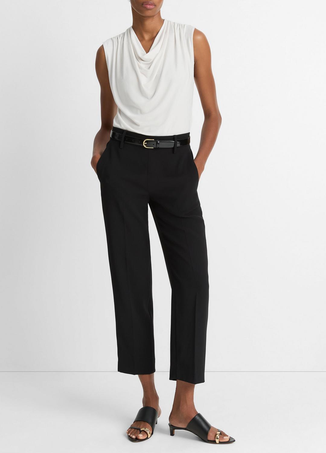 VINCE Jersey Draped Cowl-Neck Top in Tank Tops