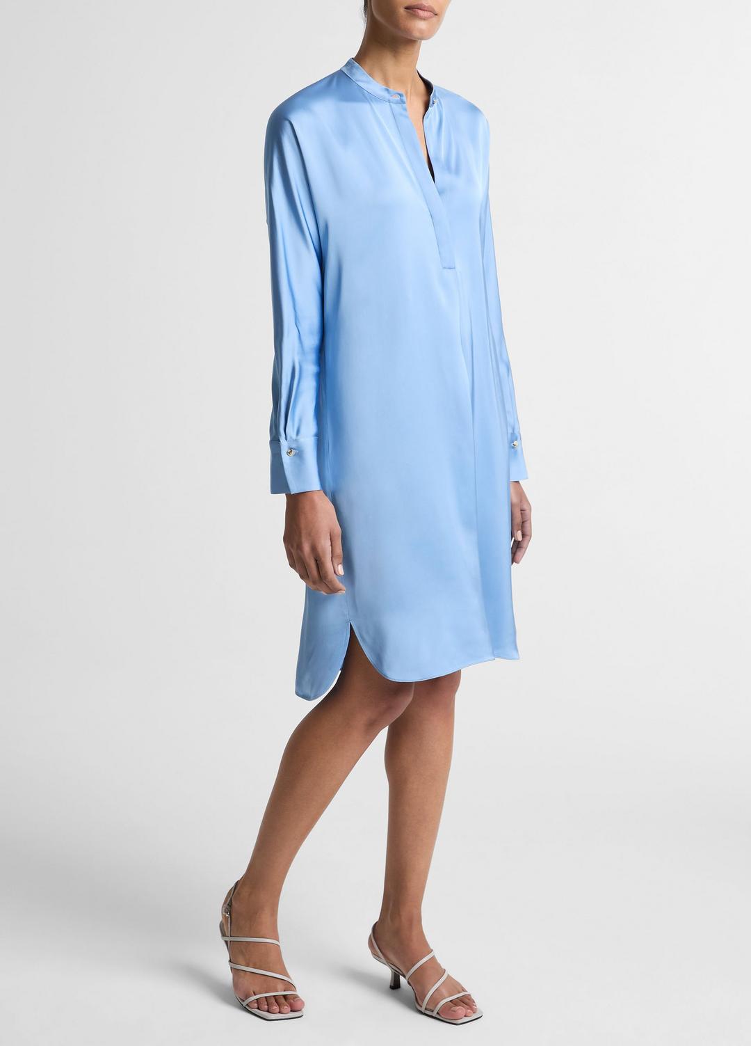 VINCE Matte Satin Band-Collar Dress in Dresses