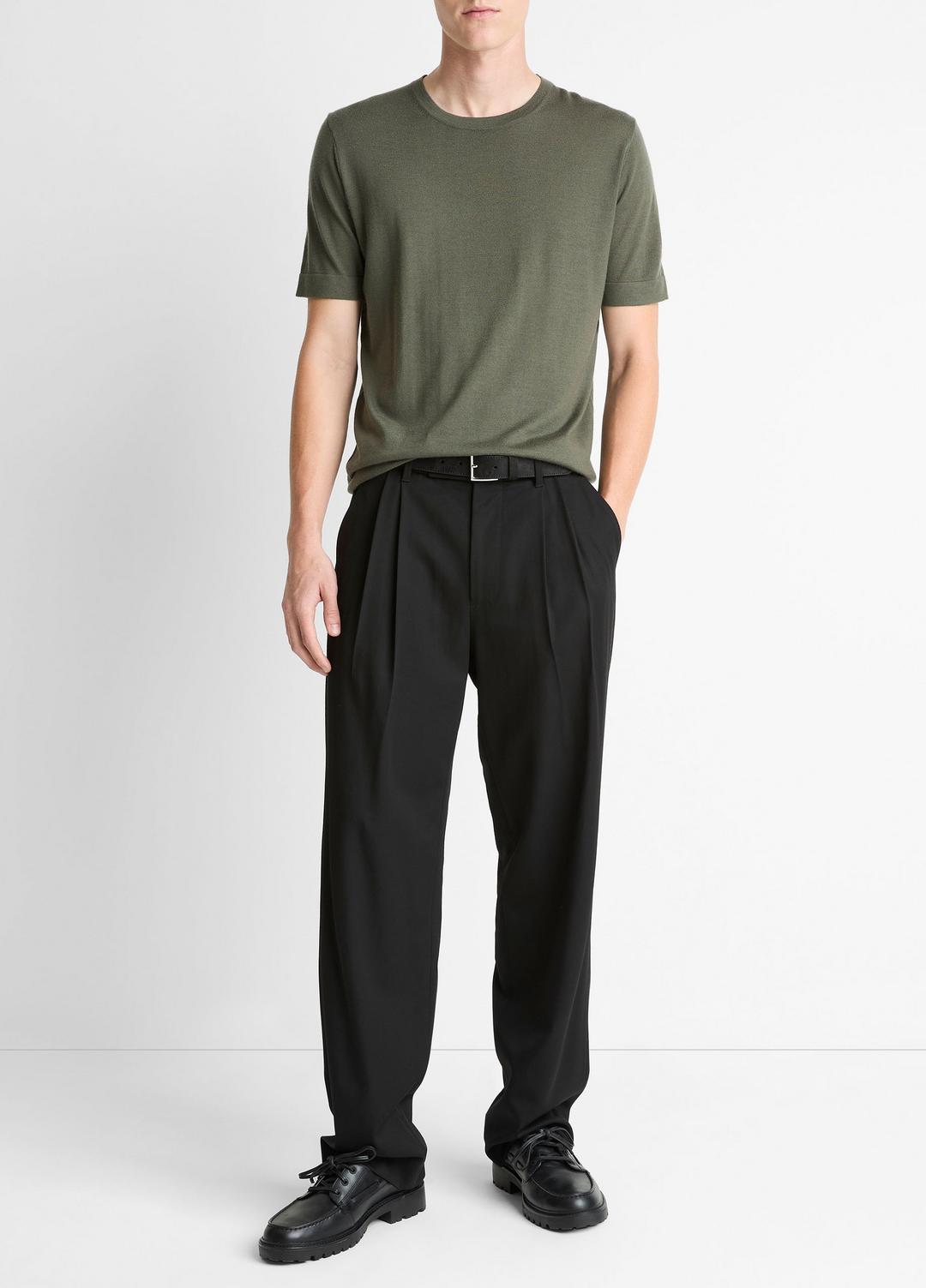 VINCE Featherweight Merino Wool-Cashmere Short-Sleeve Sweater in Short Sleeve