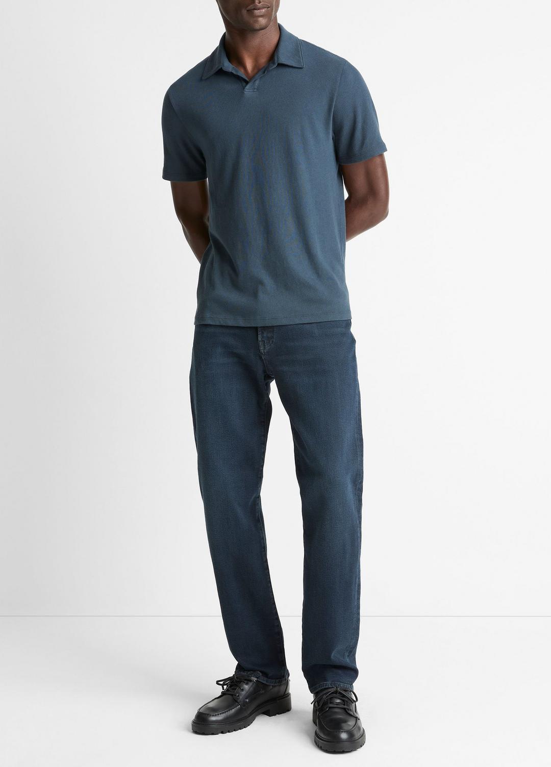 VINCE Cotton Johnny-Collar Polo Shirt in Henleys & Polos