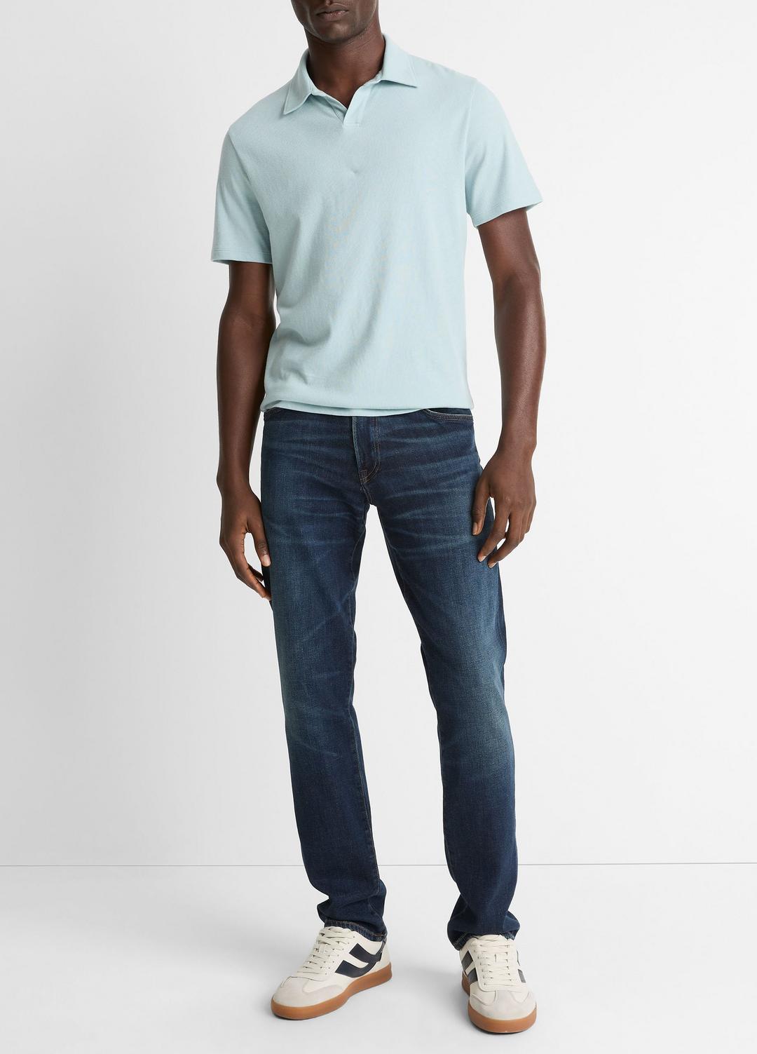 VINCE Cotton Johnny-Collar Polo Shirt in Henleys & Polos