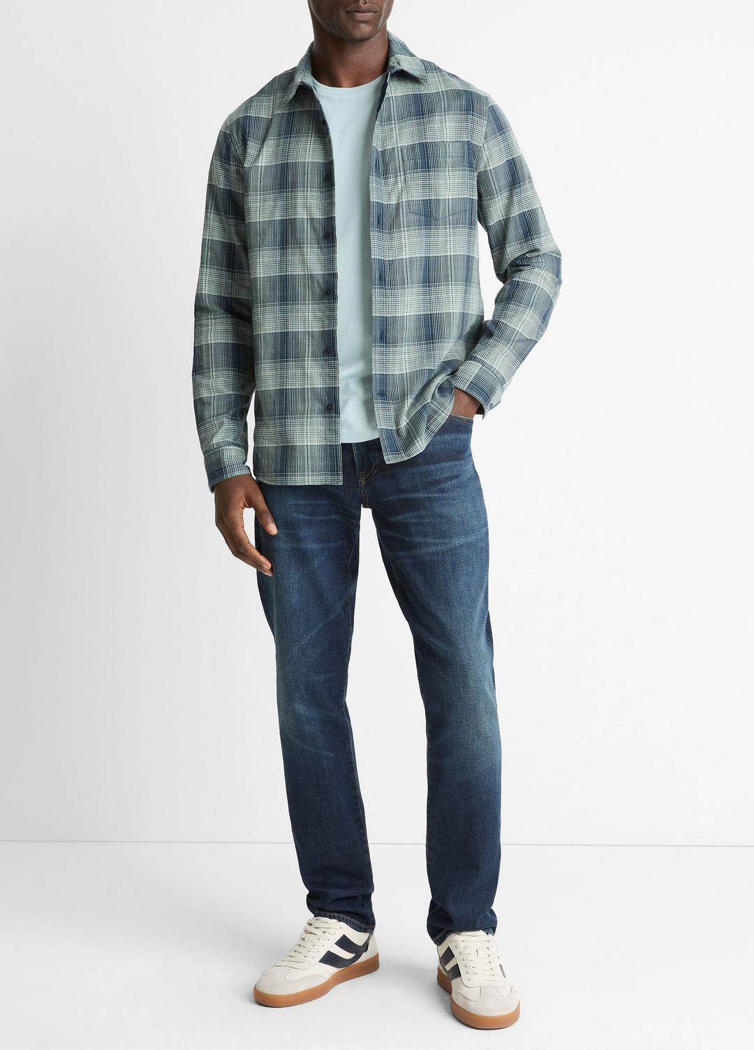 VINCE Big Sky Plaid Cotton Button-Front Shirt in Long Sleeve