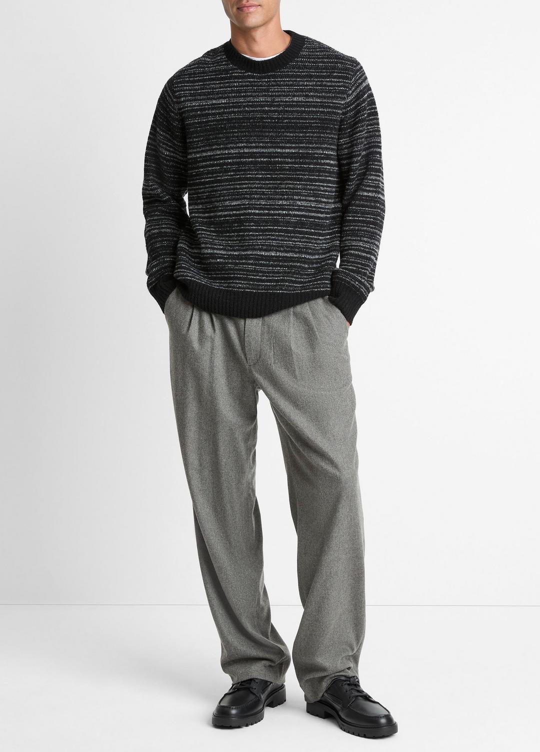VINCE Marled Stripe Merino Wool-Blend Sweater in Crew Neck