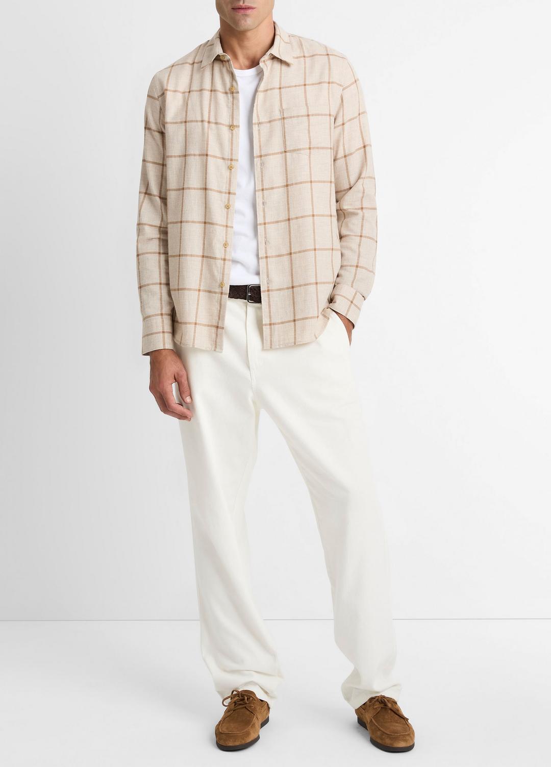 VINCE Rockery Plaid Cotton Button-Front Shirt in Long Sleeve