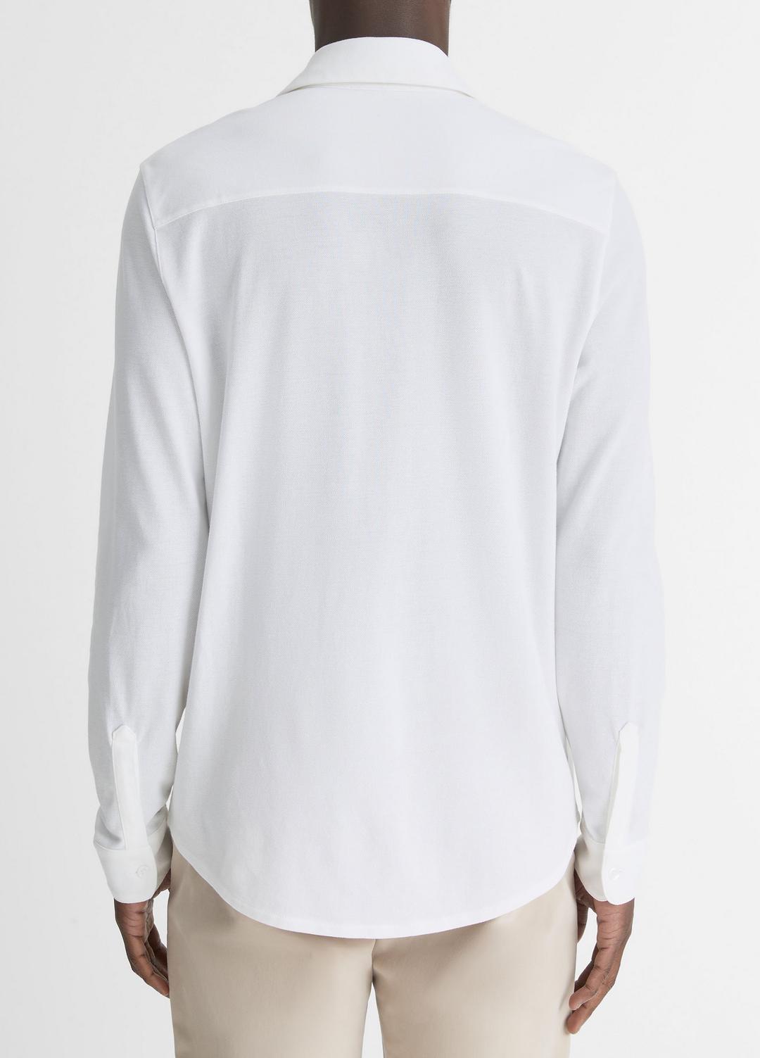 VINCE Cotton Piqué Button-Front Shirt in Long Sleeve