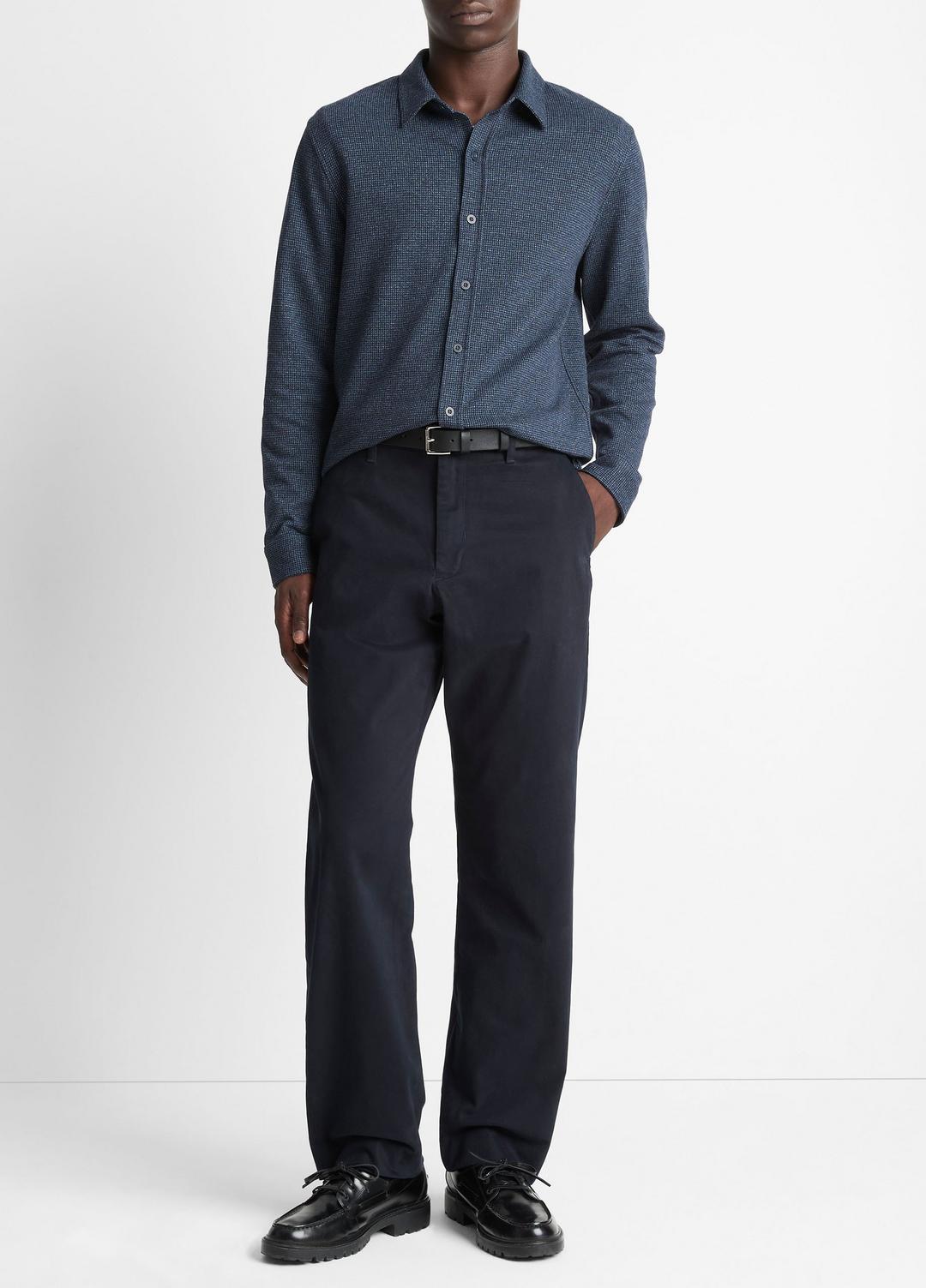 VINCE Houndstooth Cotton-Blend Button-Front Shirt in Long Sleeve