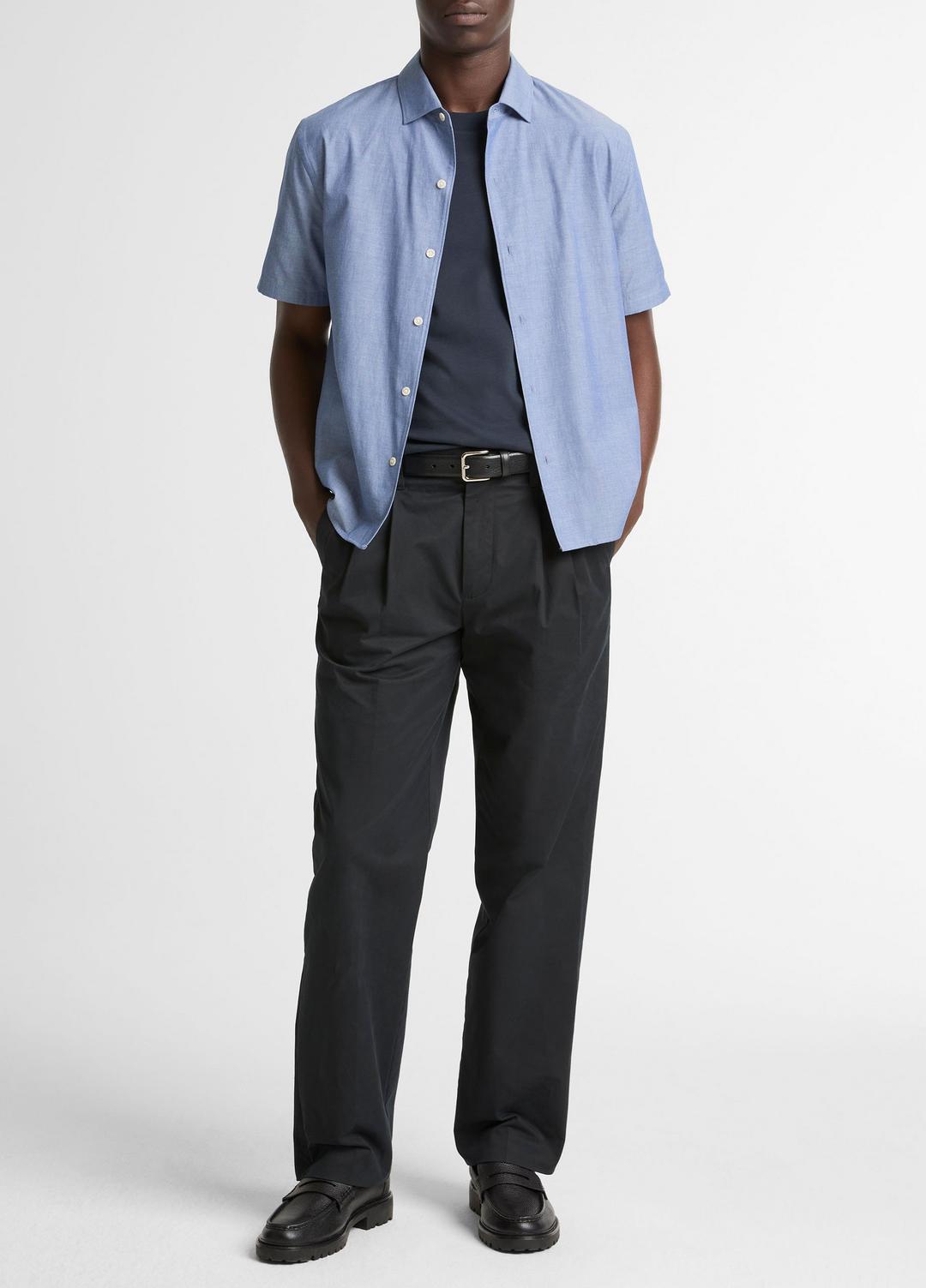 VINCE Cotton Short-Sleeve Button-Front Shirt in Short Sleeve
