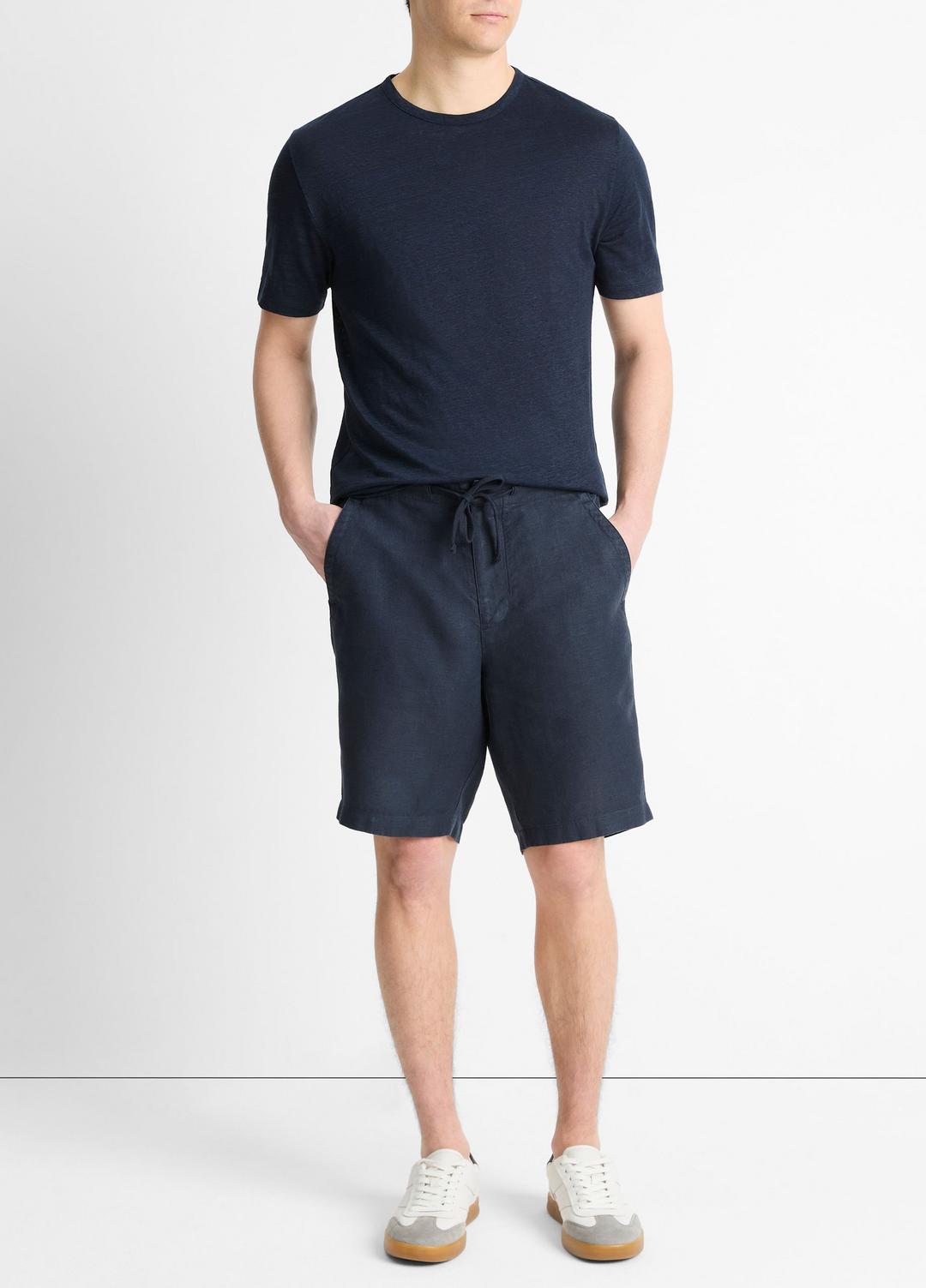 VINCE Linen Crew Neck T-Shirt in Short Sleeve