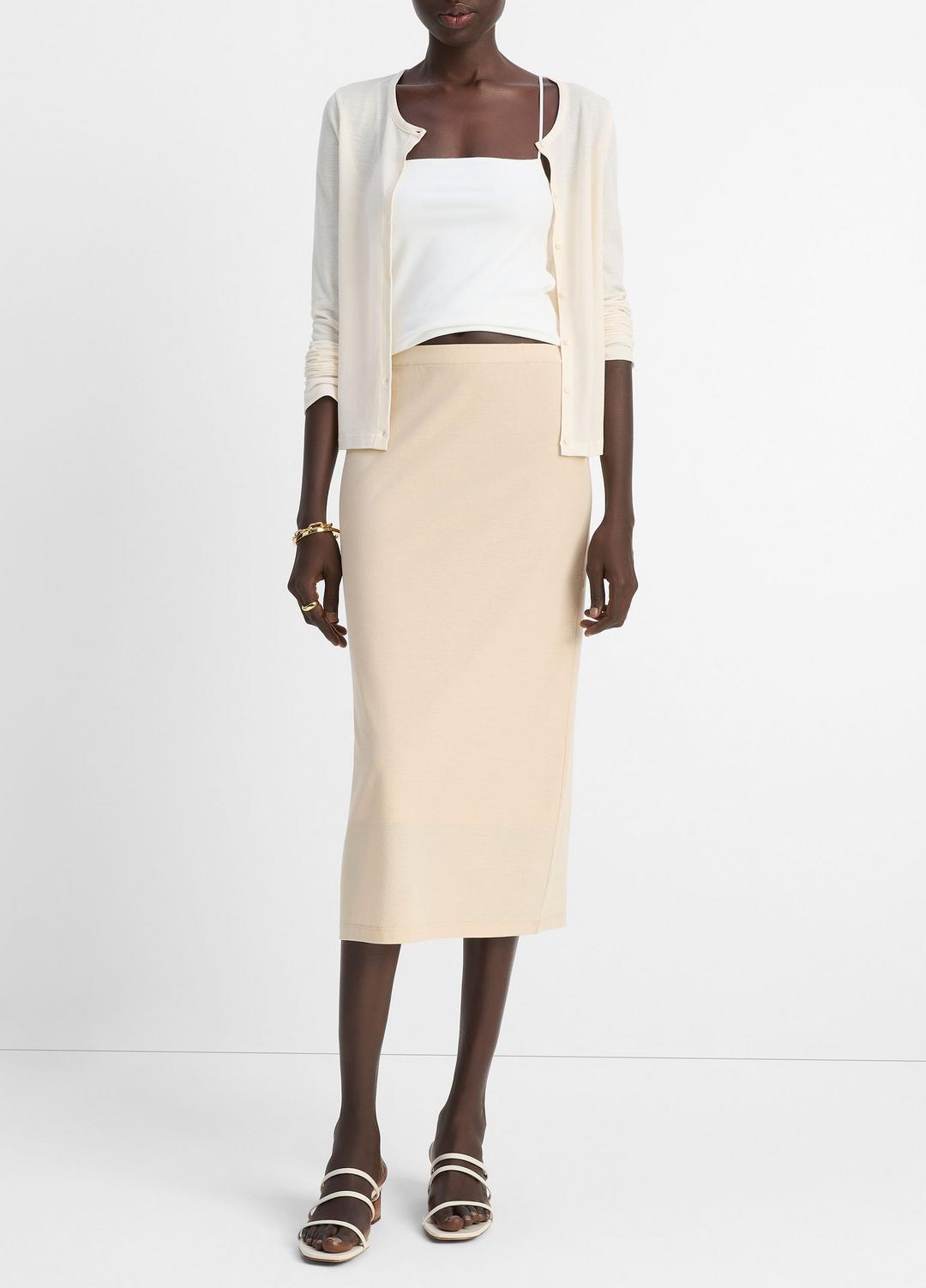 VINCE Cotton Crepe Jersey Cardigan in Shirts & Tees