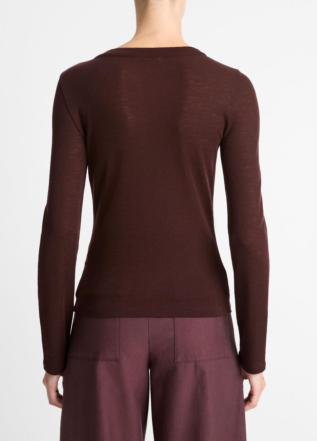 VINCE Wool Long-Sleeve Henley in Shirts & Tees
