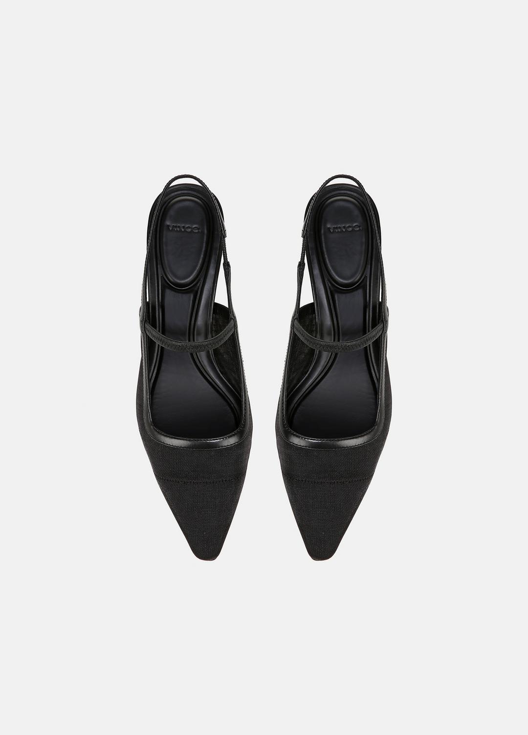 VINCE Venice Leather and Mesh Slingback Kitten Heel in Shoes
