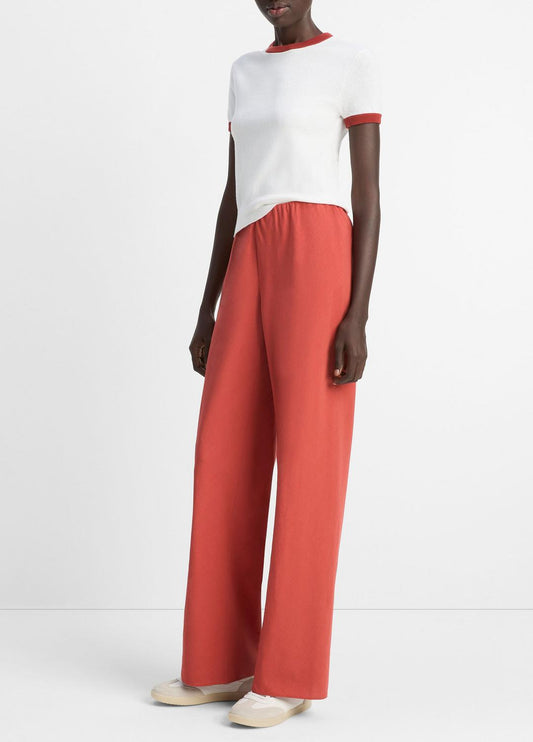 VINCE Cotton-Blend High-Waist Bias Pant in Pants & Shorts
