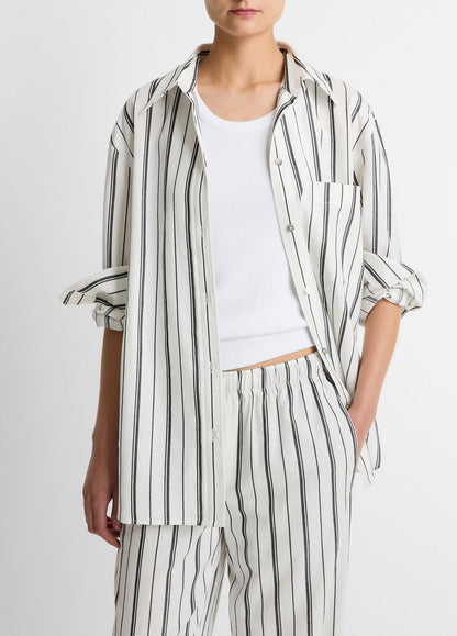 VINCE Resort Stripe Oversized Button-Front Shirt in Long Sleeve