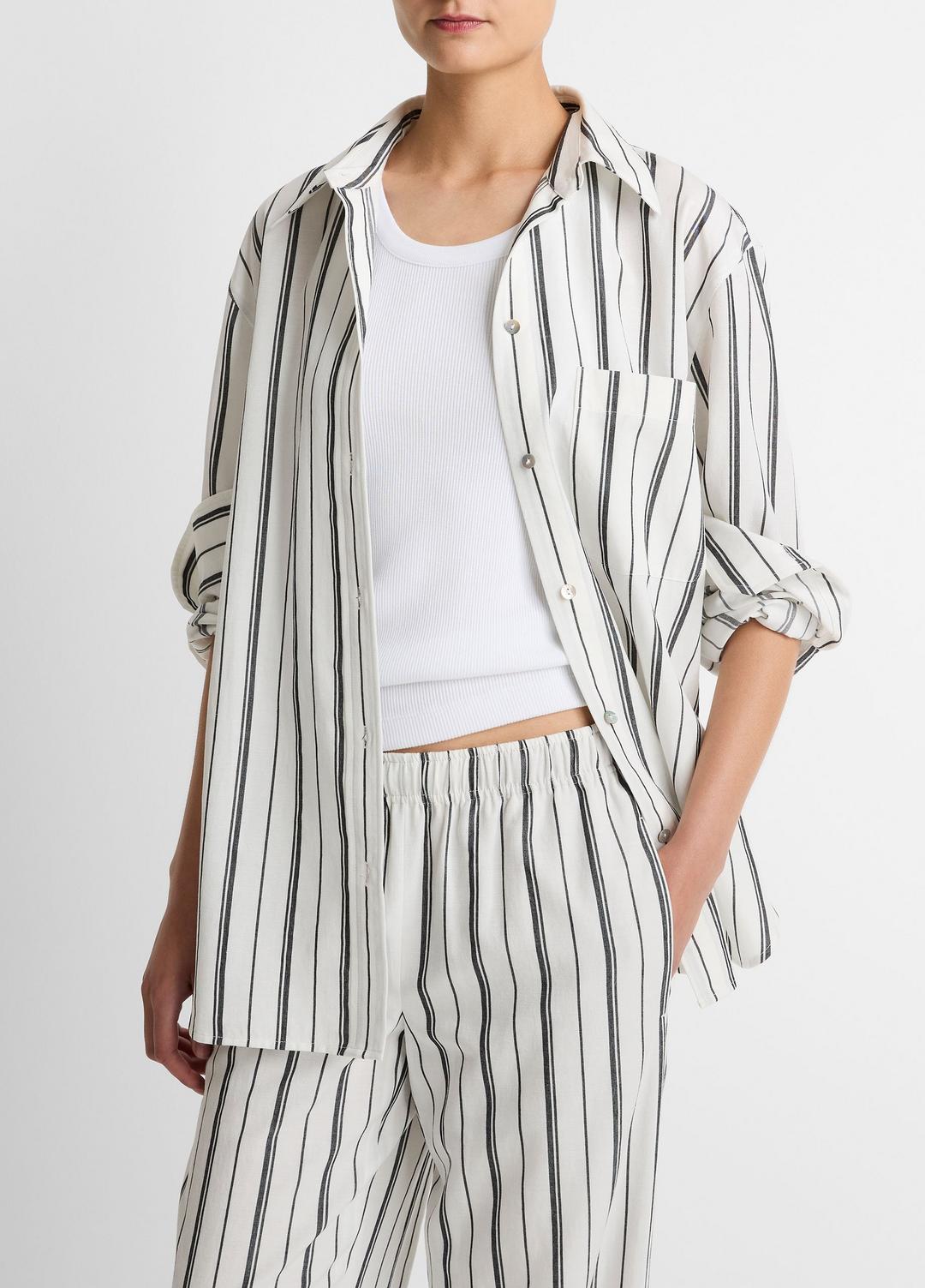 VINCE Resort Stripe Oversized Button-Front Shirt in Long Sleeve