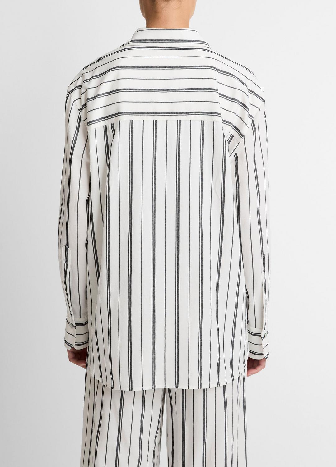 VINCE Resort Stripe Oversized Button-Front Shirt in Long Sleeve