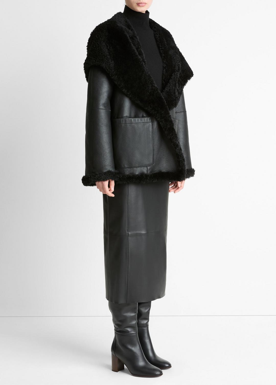 VINCE Shearling Hooded Jacket in Jackets