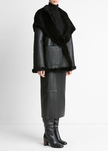 VINCE Shearling Hooded Jacket in Jackets