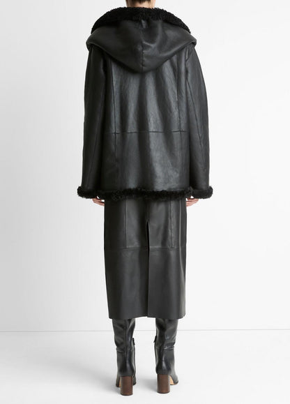 VINCE Shearling Hooded Jacket in Jackets