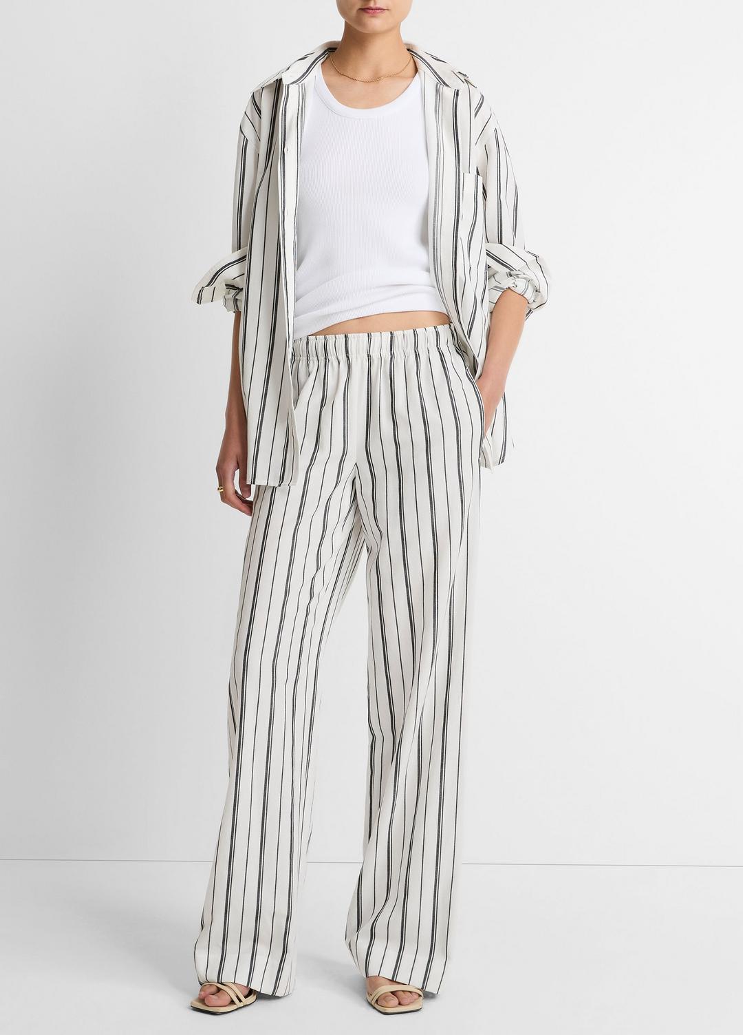 VINCE Resort Stripe Pull-On Pant in Wide Leg