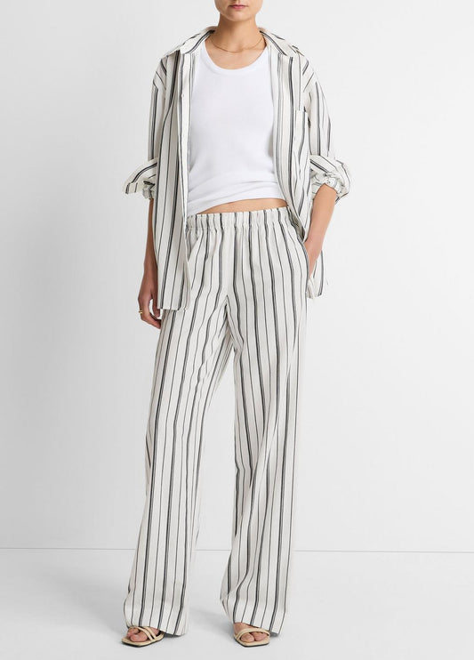VINCE Resort Stripe Pull-On Pant in Wide Leg