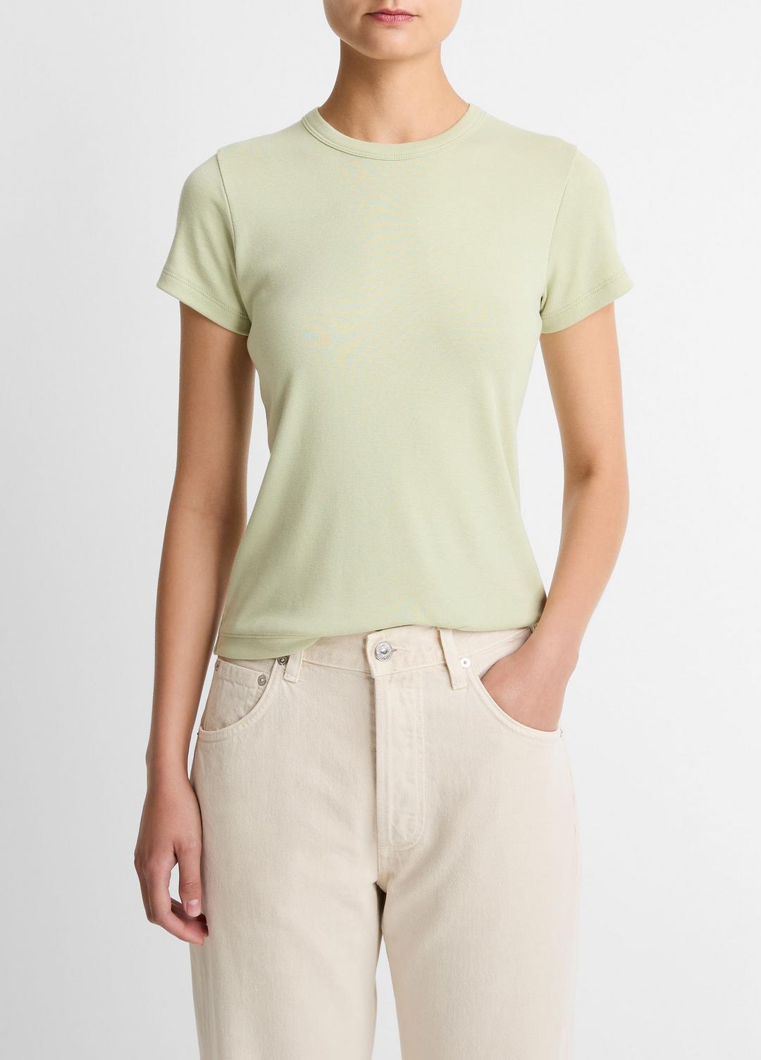 VINCE Pima Cotton-Blend '90s Shrunken T-Shirt in Short Sleeve