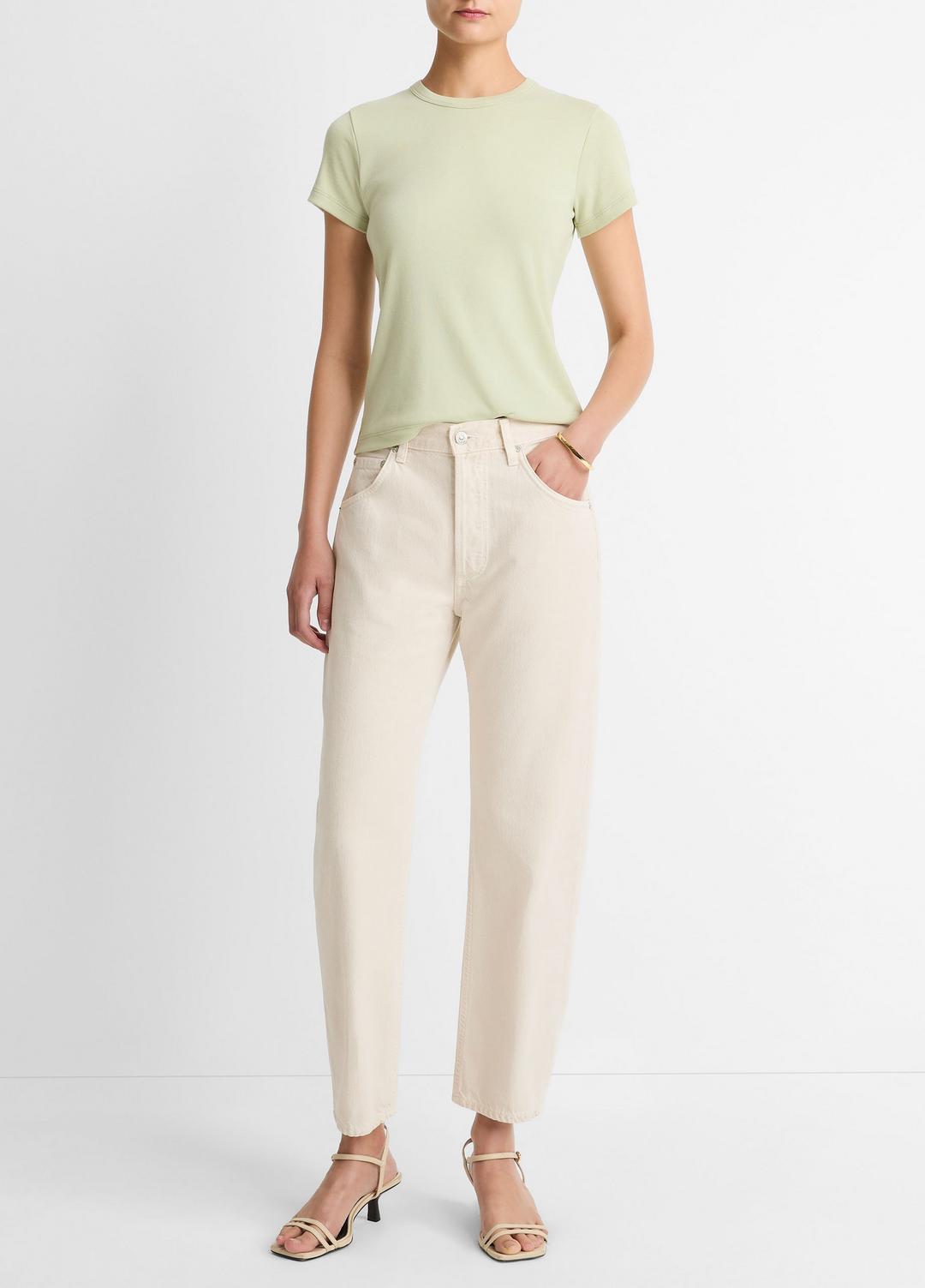 VINCE Pima Cotton-Blend '90s Shrunken T-Shirt in Short Sleeve