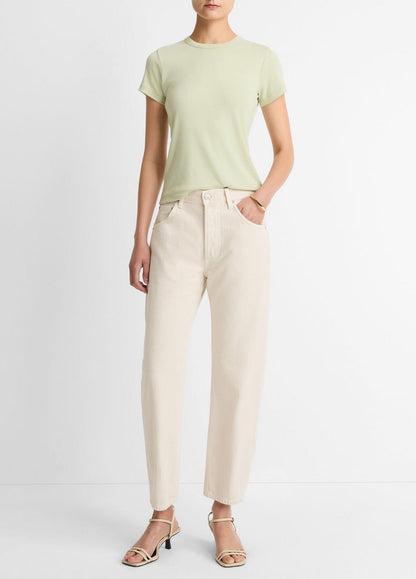 VINCE Pima Cotton-Blend '90s Shrunken T-Shirt in Short Sleeve