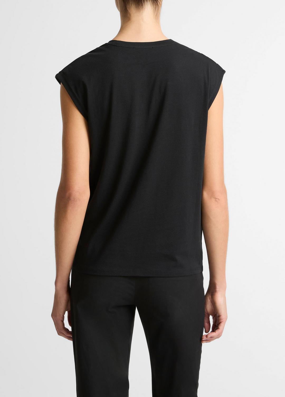 VINCE Pima Cotton-Blend Draped Relaxed Top in Tank Tops
