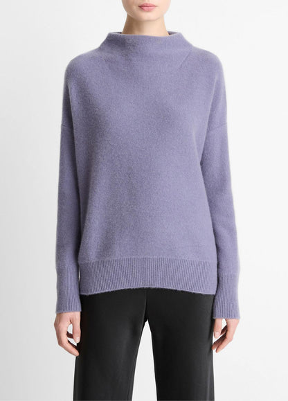 VINCE Plush Cashmere Funnel-Neck Sweater in Turtleneck
