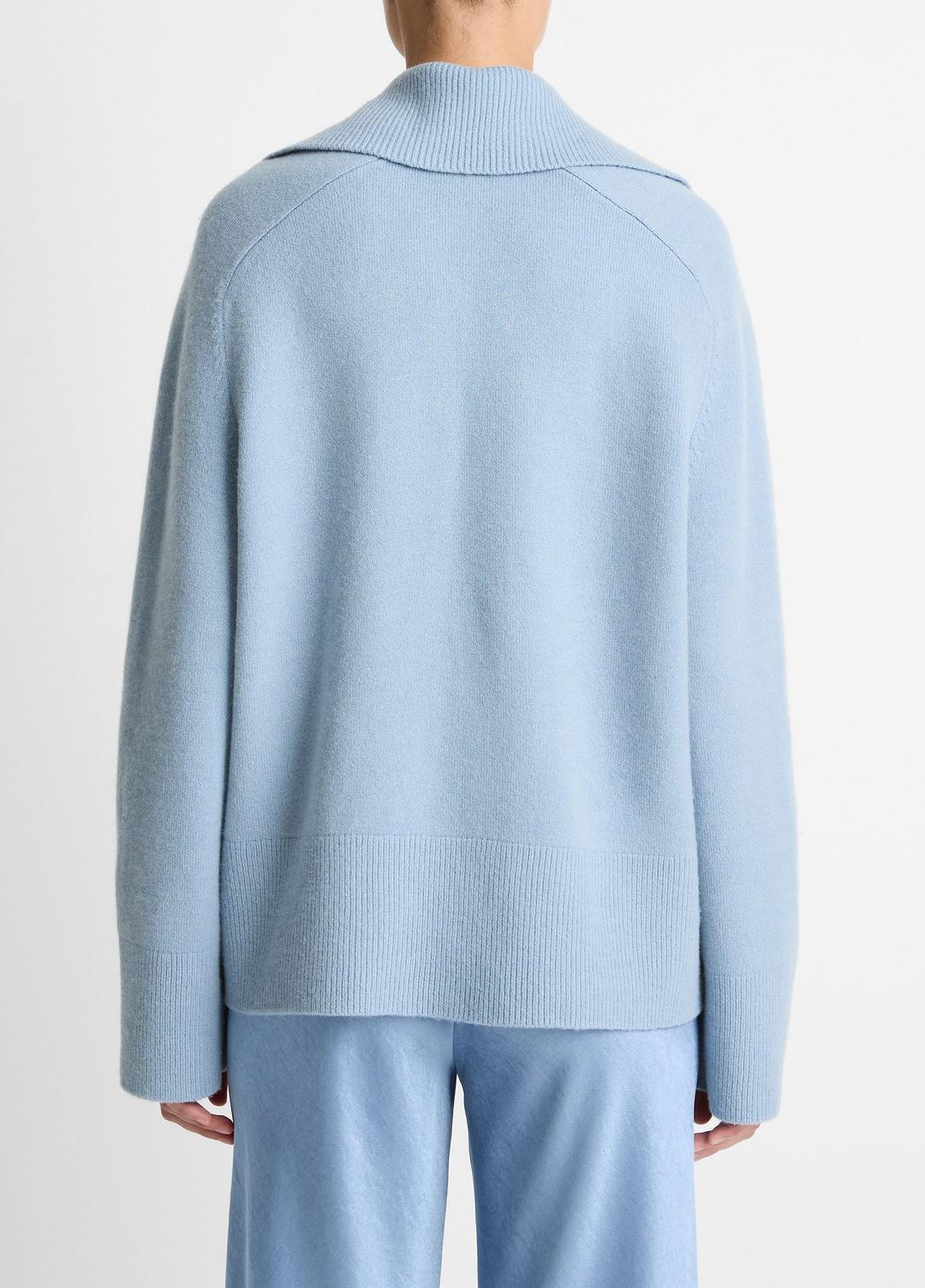 VINCE Wool & Cashmere-Blend Oversized Polo Sweater in V-Neck