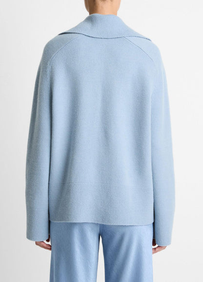 VINCE Wool & Cashmere-Blend Oversized Polo Sweater in V-Neck