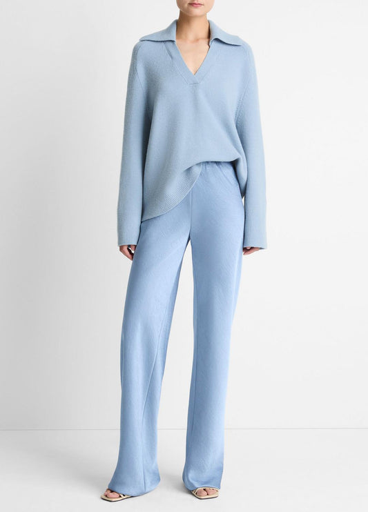 VINCE Colette High-Rise Fluid Satin Bias Pant in Trousers