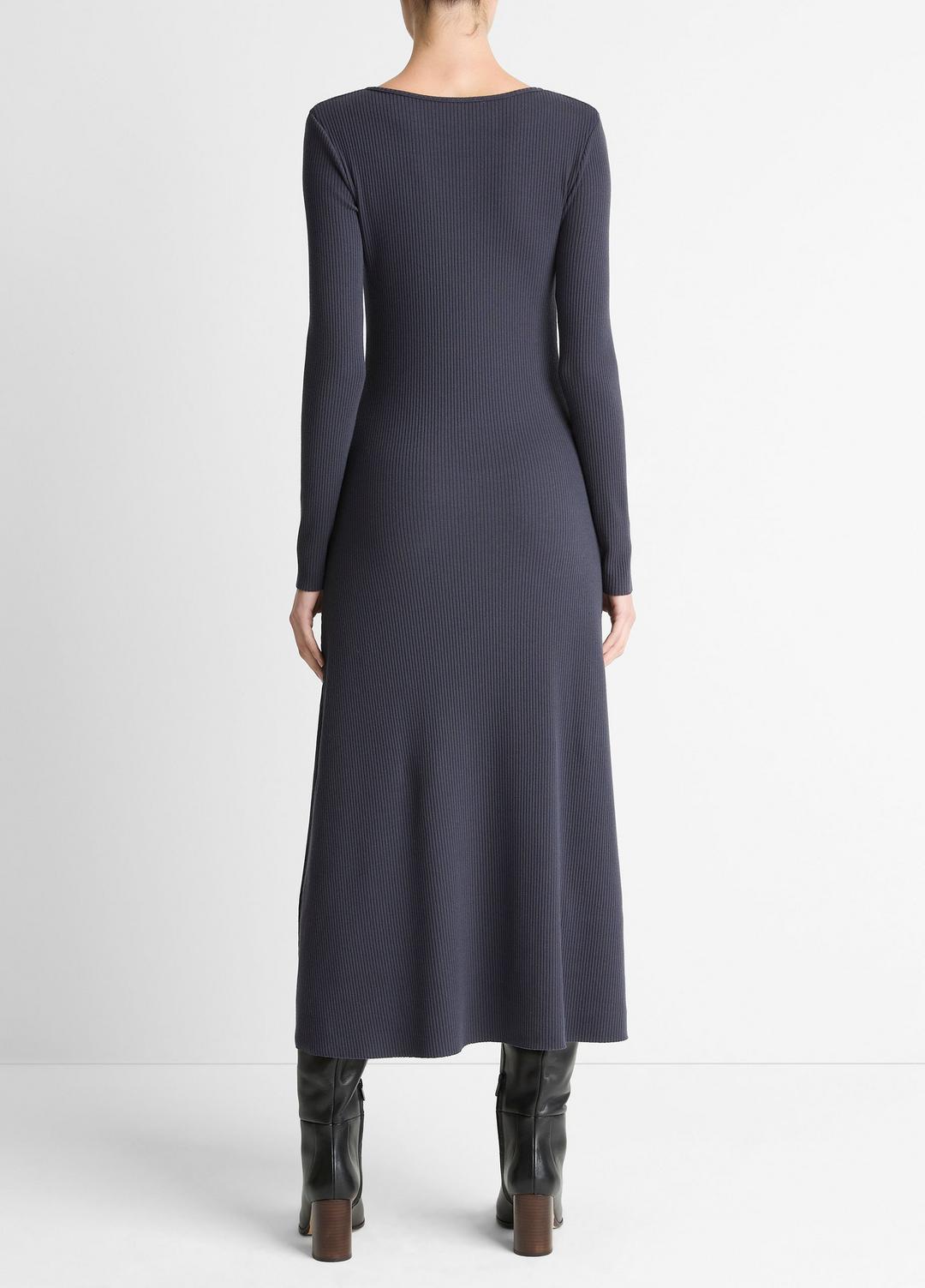 VINCE Ribbed Cotton-Blend Scoop-Neck Dress in Dresses