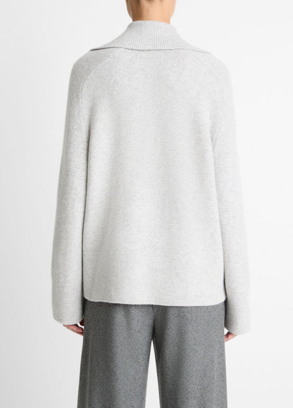 VINCE Wool & Cashmere-Blend Oversized Polo Sweater in V-Neck