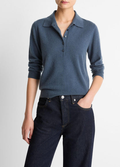VINCE Cashmere-Silk Polo Sweater in Cashmere
