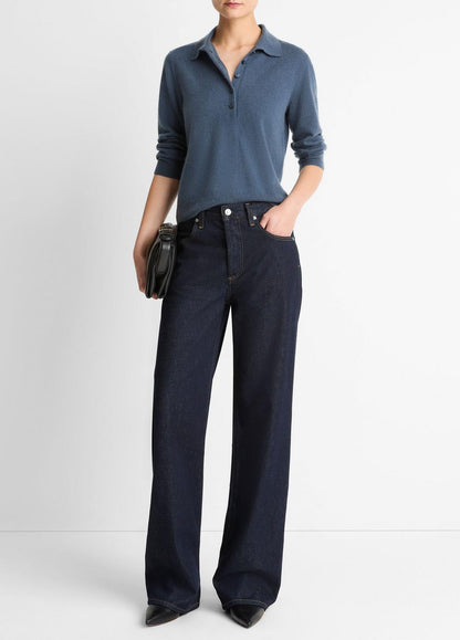VINCE Cashmere-Silk Polo Sweater in Cashmere