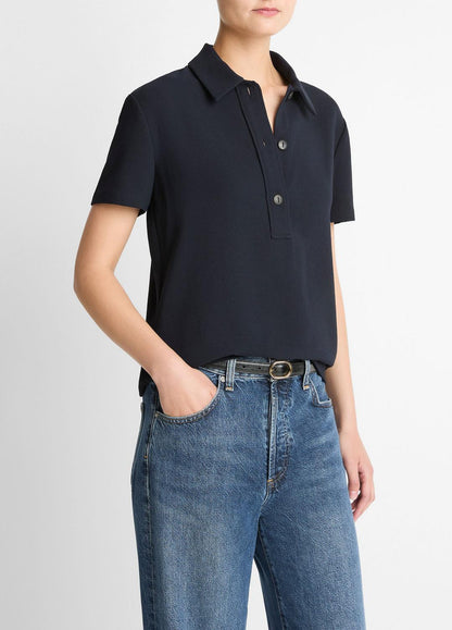 VINCE Crepe Polo Shirt in Short Sleeve