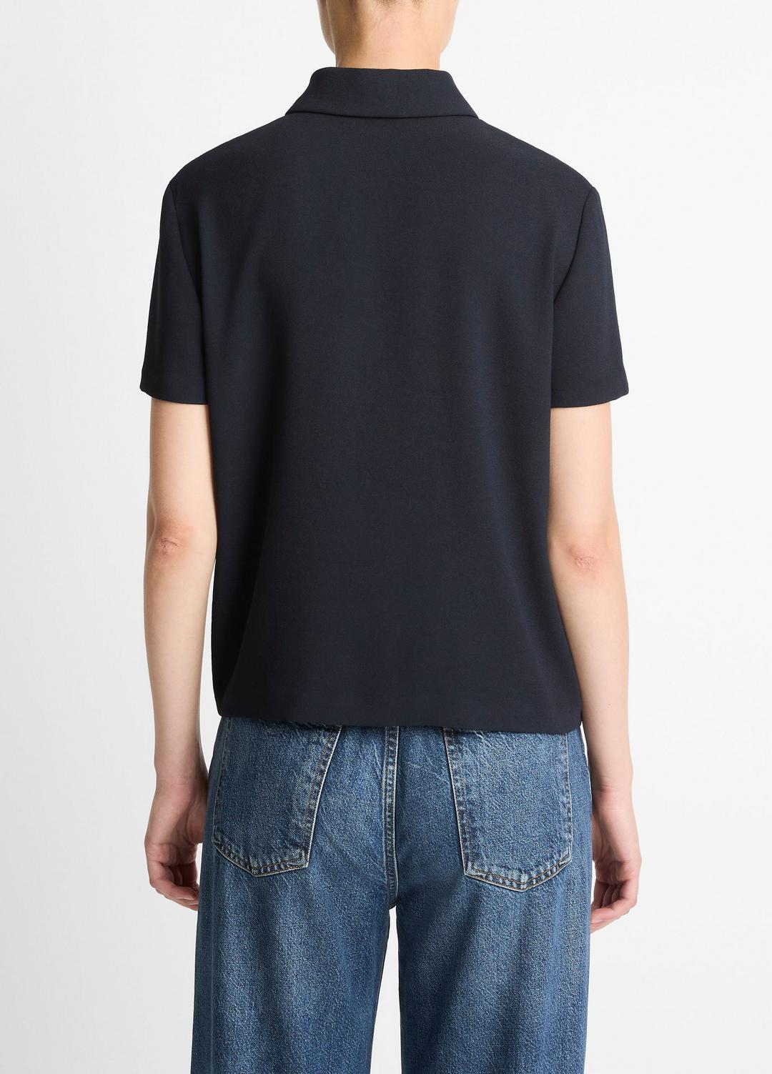VINCE Crepe Polo Shirt in Short Sleeve