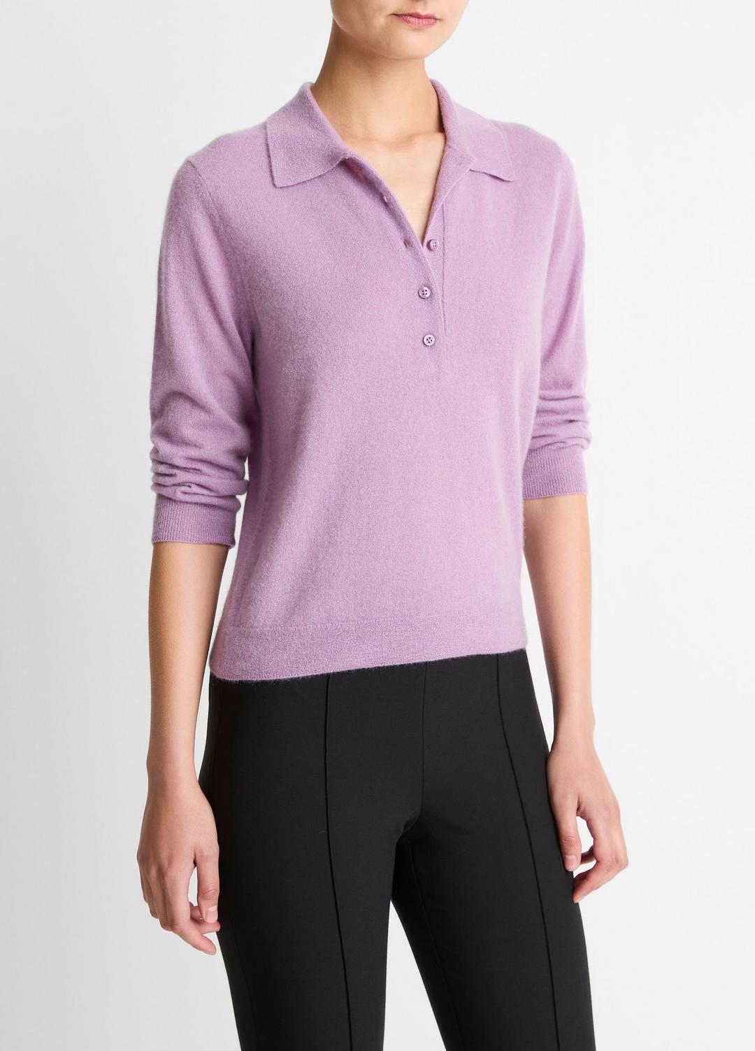 VINCE Cashmere-Silk Polo Sweater in Cashmere