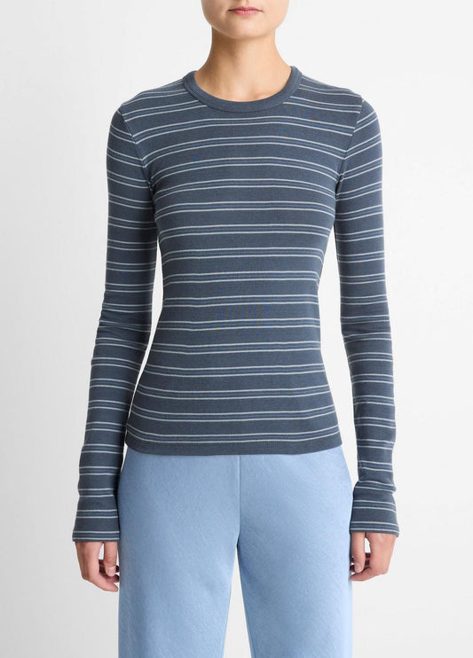 VINCE Striped Pima Cotton-Blend Long-Sleeve T-Shirt in Long Sleeve