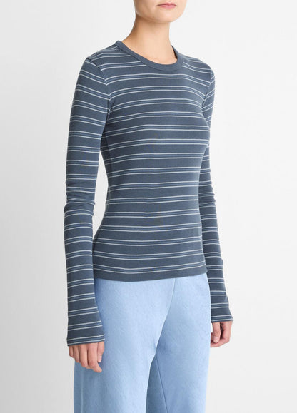 VINCE Striped Pima Cotton-Blend Long-Sleeve T-Shirt in Long Sleeve